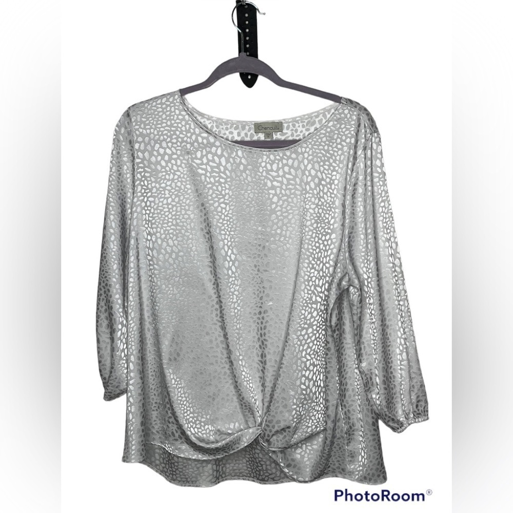 Chenault MetallicSilver Detail Print Top Sz XL